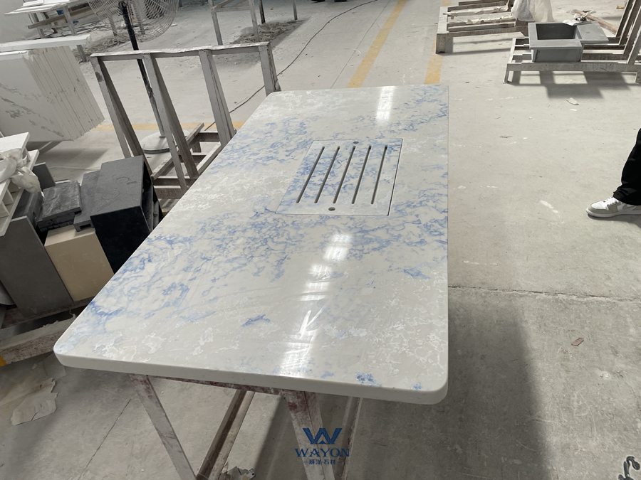 سطح طاولة كوارتز (WG525 أزرق بارد)