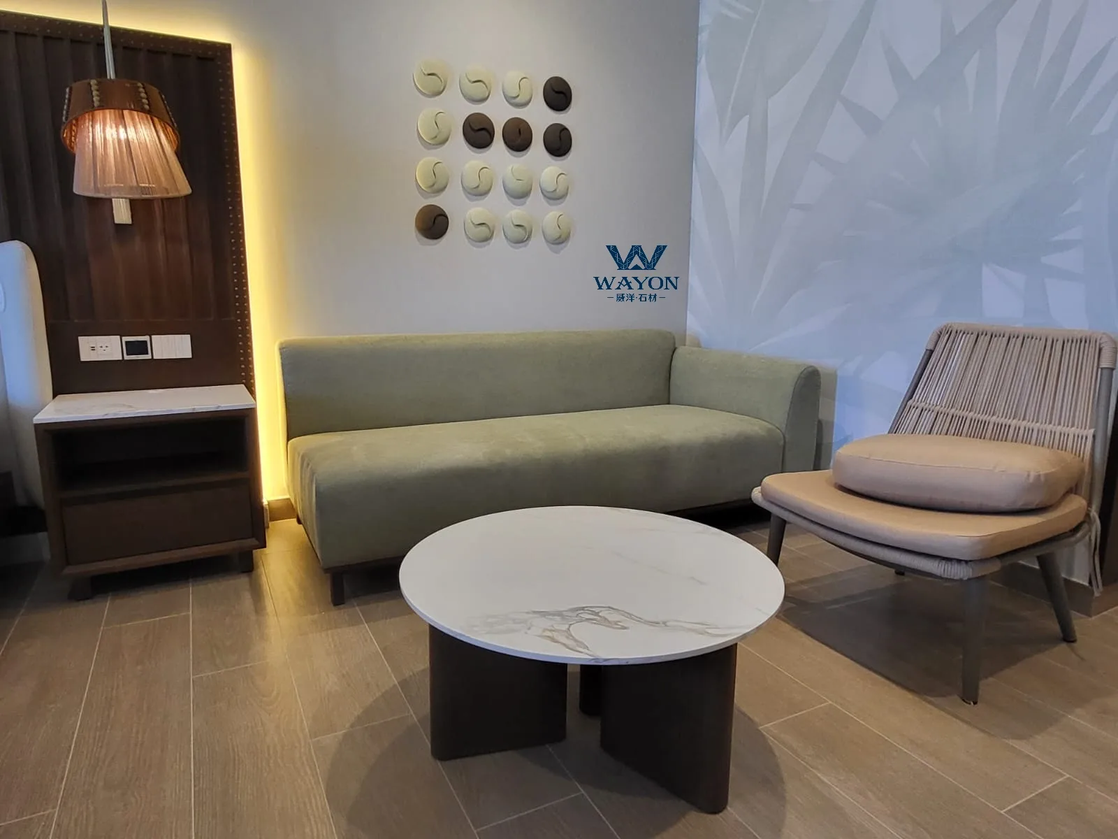 مشروع فندق باربادوس - سطح طاولة من حجر الكوارتز WG538 بوراج بلاتينيوم