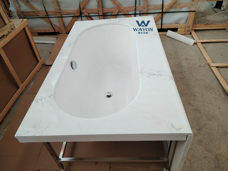 لوحة غطاء حوض الاستحمام من الحجر السيليكا WG486 Spirit White