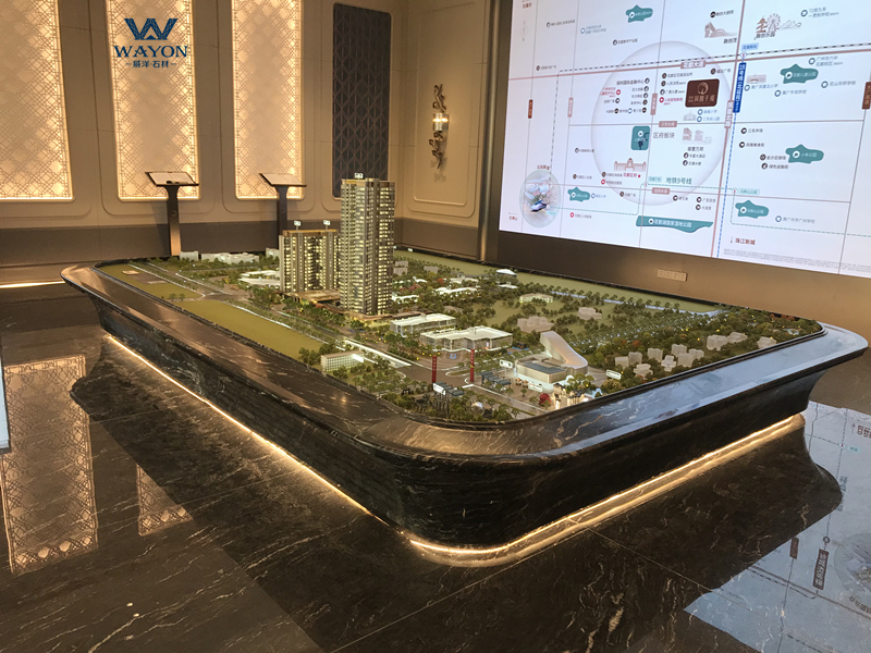 مركز مبيعات قوانغتشو Zhidu Greentown Phoenix Yufei - قاعدة طاولة من الرخام Guqi باللون الأسود