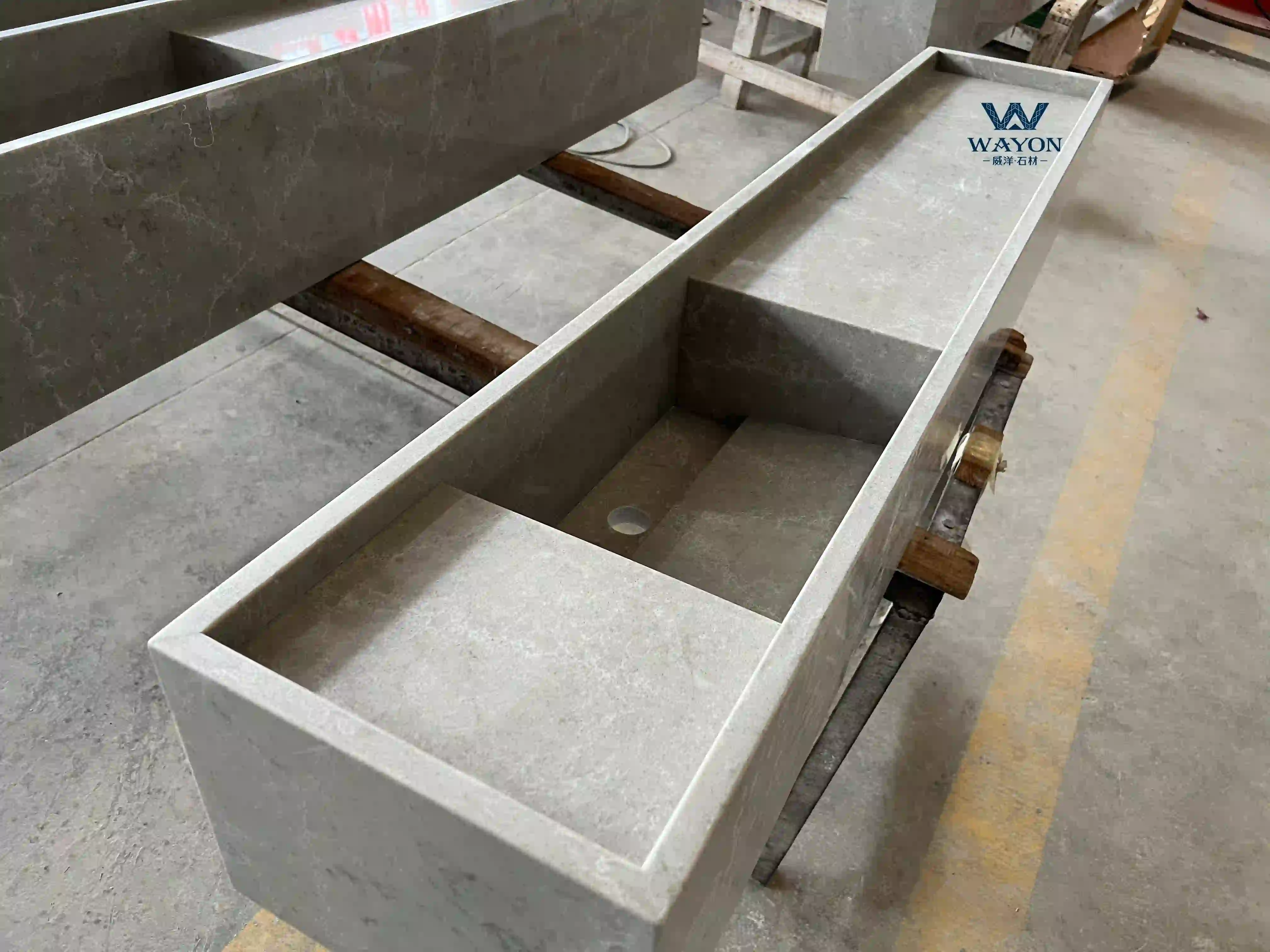 سطح مغسلة من حجر الكوارتز مع حوض مدمج - WG631 رمادي فروست بلوم